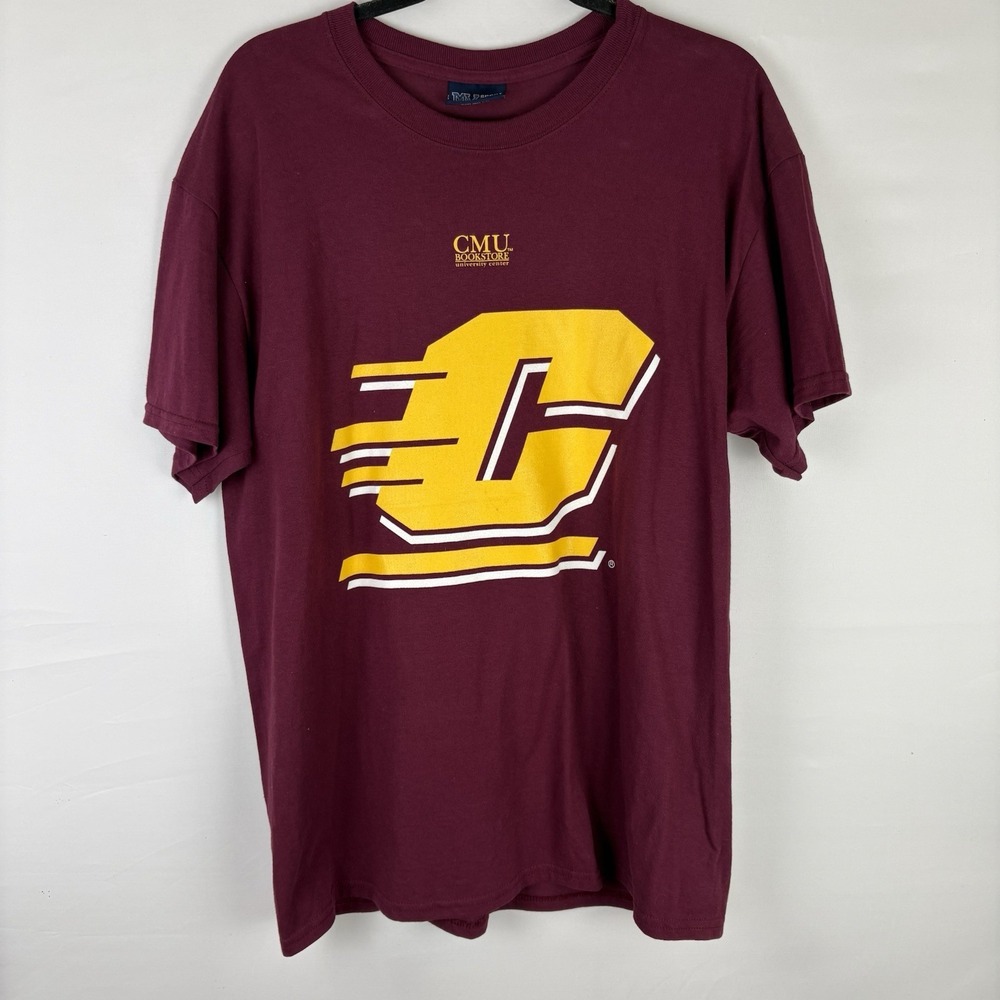 Central Michigan Chippewas T Shirt Y2K MV Sport Big Logo Short Sleeve Men L